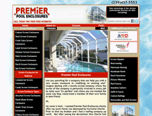 Tablet Screenshot of premierpoolenclosures.com